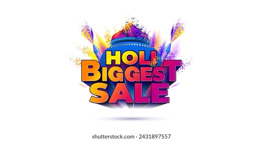 Holi biggest sale with holi festival background.