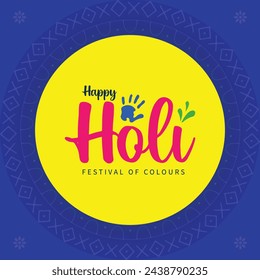 Holi celebration illustration of colorful Holi banner, poster indian Festival of Colours with hindi text holi hai