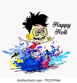 Holi celebrations with playing kid