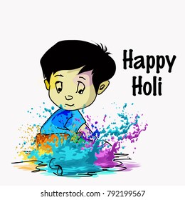 Holi celebrations with playing kid 