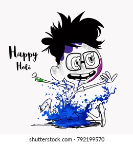 Holi celebrations with playing kid 