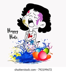 Holi celebrations with playing kid  