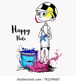 Holi celebrations with playing kid 