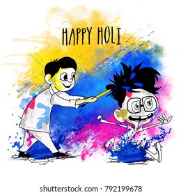 Holi Celebrations With Playing Kids