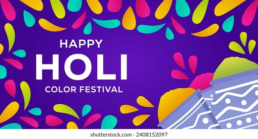 Holi color festival horizontal banner illustration vector design