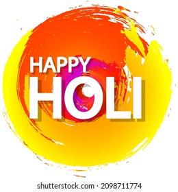 Holi color festival round watercolor logo, vector art illustration.