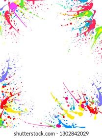 Holi colorful background. Bright splashes of multi-colored paint. Vector illustration. 