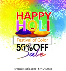 Holi colorful design vector .