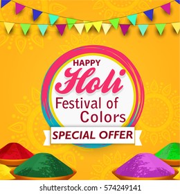 Holi colorful design vector .
