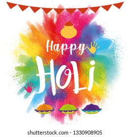 HOLI Colour-full Fest Greeting Vector 