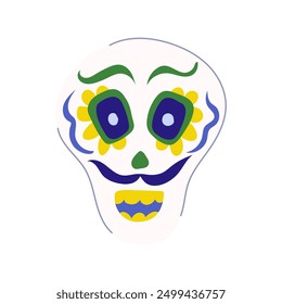 holi dead day skull cartoon. culture floral, ornament tattoo, woman sombrero holi dead day skull sign. isolated symbol vector illustration