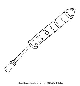 Holi decoration elements. Syringe for splashing paint on Indian Holi Festival. Coloring book. 