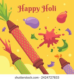 Holi Festival background. Happy Holi background. Holi festival celebration. March 25. Cartoon Vector illustration design for Poster, Banner, Greeting, Card, Post, Cover, Flyer. Festival of Colors.