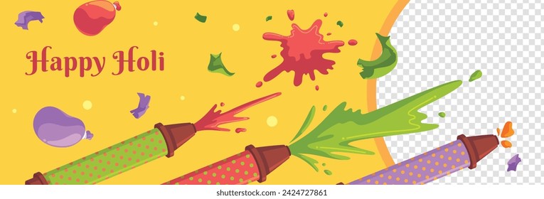 Holi Festival background. Happy Holi background. Holi festival celebration. March 25. Cartoon Vector illustration design for Poster, Banner, Greeting, Card, Post, Cover, Flyer. Festival of Colors.