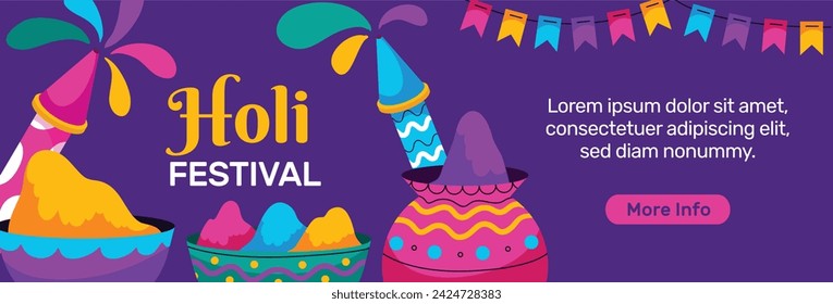 Holi Festival background. Happy Holi background. Holi festival celebration. March 25. Cartoon Vector illustration design for Poster, Banner, Greeting, Card, Post, Cover, Flyer. Festival of Colors.