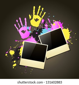 holi festival background with photo frame