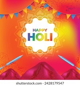 Holi festival background vector Indian festival with happy holi text