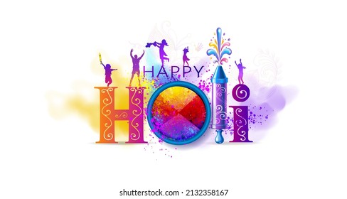 Holi Festival celebration Poster with Colorful splash of Gulal background.