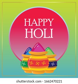 Holi Festival with Color Bowl Frame Vector Eps 10 