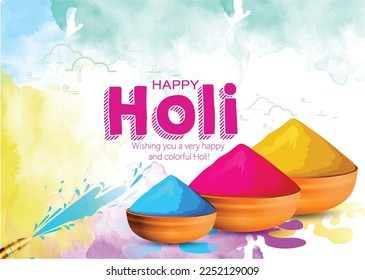 Holi Festival With Colorful Gulal, Creative Banner, Template Design, Background For Holi Celebration