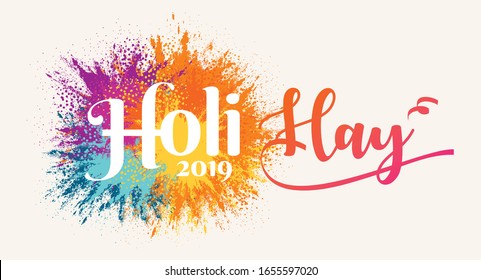 Holi Festival of Colors Logotype Vector Illustration. Hindu Spring Celebration. Clean and Minimalist Vector Illustration. Holi Logotype with Colorful Powder Burst.