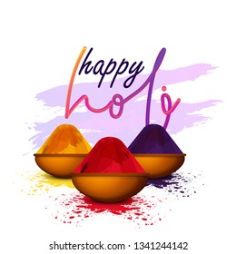 Holi Festival of Colors text Vector Illustration. Hindu Spring Celebration. Clean and Minimalist Vector Illustration. Holi. - Vector