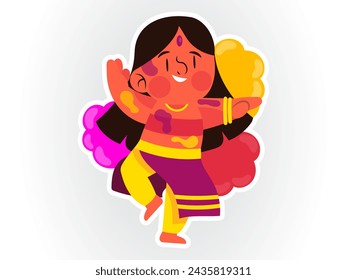 holi festival design with modern illustration concept style for celebration sticker illustration