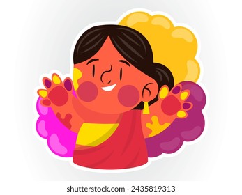 holi festival design with modern illustration concept style for celebration sticker illustration