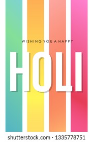 Holi festival minimal greeting card with colorful gradient vertical strokes