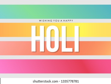 Holi festival minimal greeting card with colorful gradient horizontal strokes