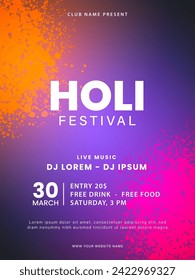 Holi festival poster design. Colorful Holi celebration flyer template. Indian Festival of Colors. Vector illustration