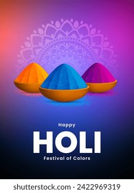 Holi festival poster design. Indian Festival of Colors. Colorful Holi celebration festive background. Vector illustration