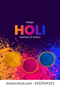 Holi festival poster design. Indian Festival of Colors. Colorful Holi celebration festive background. Vector illustration