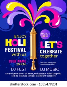 Holi festival poster design. Vector illustration.