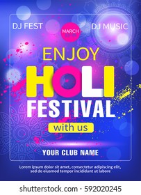 Holi festival poster design. Vector illustration.