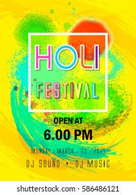 Holi festival poster. Template for flyer, brochure or invitation