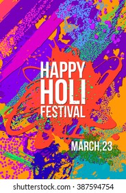 Holi festival poster template.  Vector illustration for flyer, brochure, invitation.