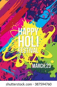 Holi festival poster template.  Vector illustration for flyer, brochure, invitation.