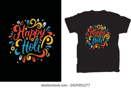 Holi festival program colorful t-shirt typography style