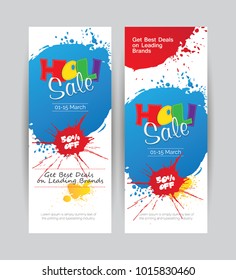 Holi Festival Sale Banner Design with 50% Discount