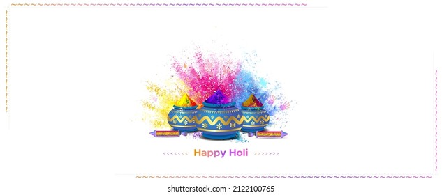 Holi festival sale banner template design. Illustration Of Colorful Gulal explosion background for Holi celebration