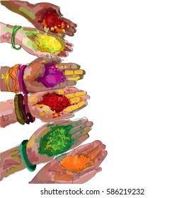 
Holi festival. 
Sketch outstretched arms of paint for Holi festival