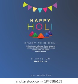 Holi Festival Social Media Ads Posts Templates Vector 