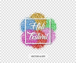 Holi Festival. Vector Illustration. Colorful Glitters – Pink, Red, Gold, Blue, Green With Frame And Holi Festival Text. Typography Design.