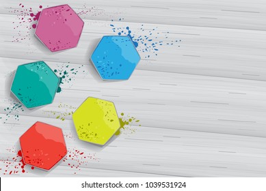 Holi flat lay isolated on gray wooden background. Hand drawn collection for web site,greeting card,poster,placard and wallpaper. Creative art concept, vector illustration eps 10