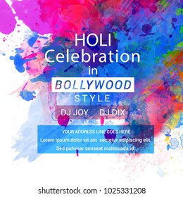 Holi flyer,illustration of banner for Holi celebration
