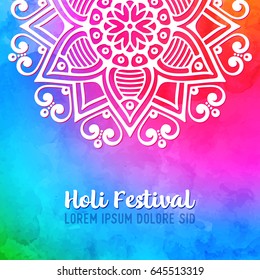 Holi holiday design with colorful watercolor splash