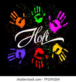 Holi. Holiday India. Colorful holiday card. Vector illustration.