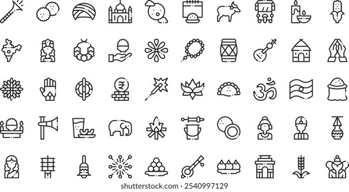 Holi Icons Hochwertige Vektorsymbol-Kollektion mit bearbeitbarem Strich. Ideal für professionelle und kreative Projekte.