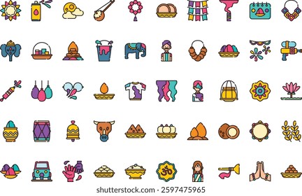Holi icons High-Quality Vector Icons Collection with Editable Stroke. Ideal for Professional and Creative Projects.